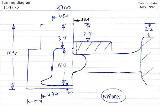 Cross section diagram of casting K100