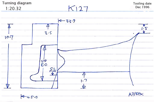 Cross section diagram of casting K127