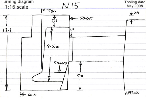 Cross section diagram of casting N15
