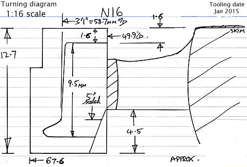 Cross section diagram of casting N16