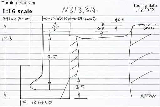 Cross section diagram of casting N313