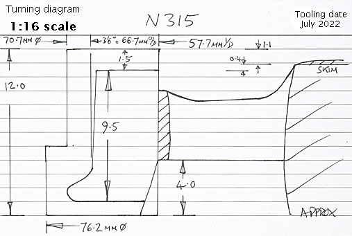 Cross section diagram of casting N315