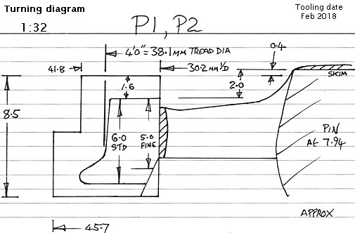 Cross section diagram of casting P1