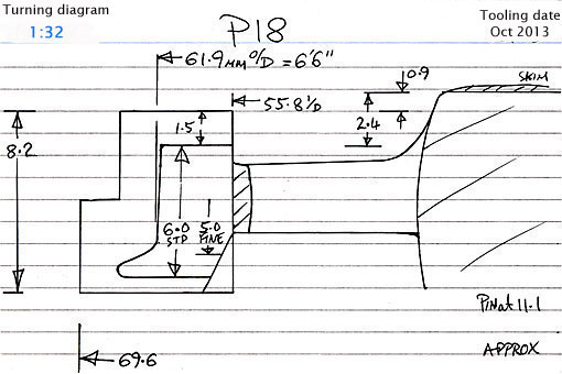 Cross section diagram of casting P18