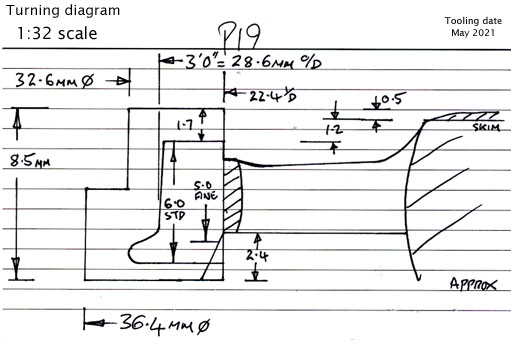 Cross section diagram of casting P19