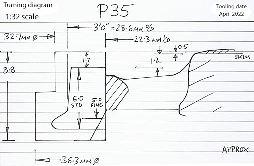 Cross section diagram of casting P35