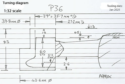 Cross section diagram of casting P36
