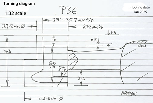 Cross section diagram of casting P36