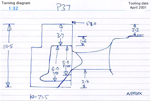 Cross section diagram of casting P37