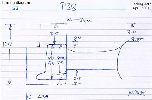 Cross section diagram of casting P38