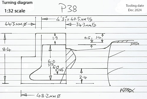 Cross section diagram of casting P38