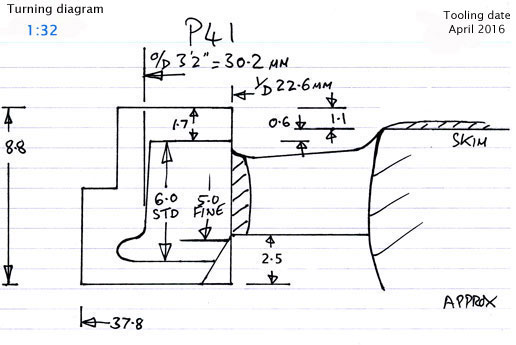 Cross section diagram of casting P41