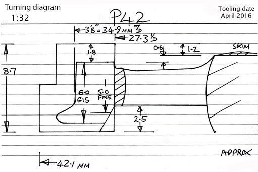 Cross section diagram of casting P42