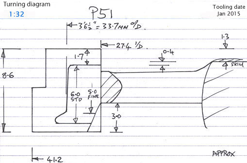 Cross section diagram of casting P51