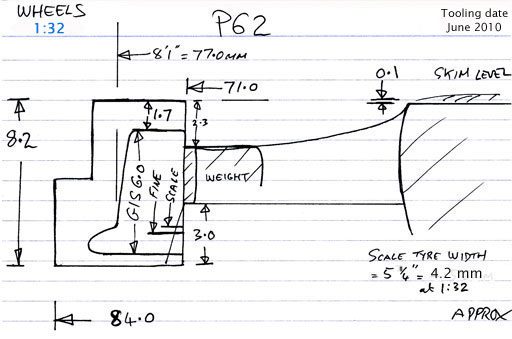 Cross section diagram of casting P62