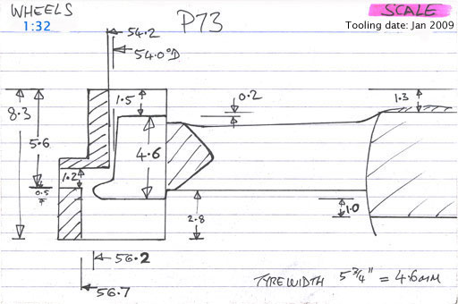 Cross section diagram for casting P73 at 'dead' scale