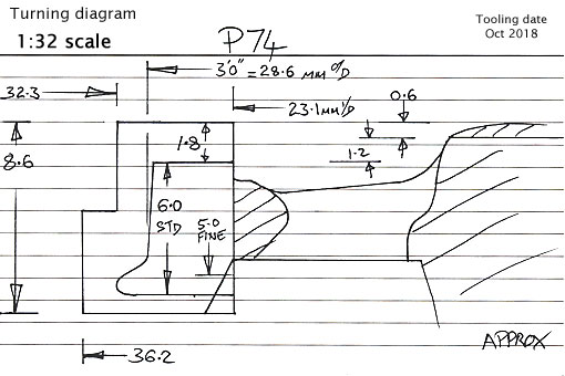 Cross section diagram of casting P74