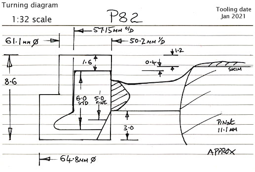 Cross section diagram of casting P82