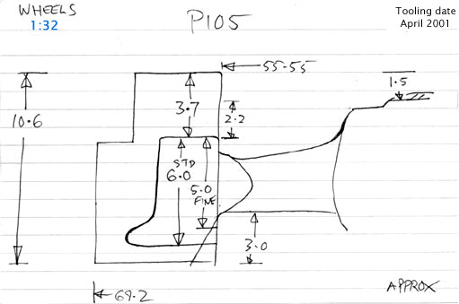 Cross section diagram of casting P105