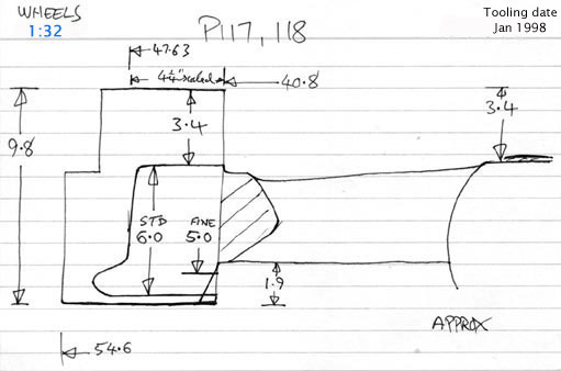 Cross section diagram for castings P117, P118