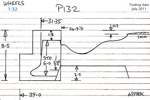 Cross section diagram of casting P132