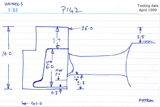 Cross section diagram of casting P142