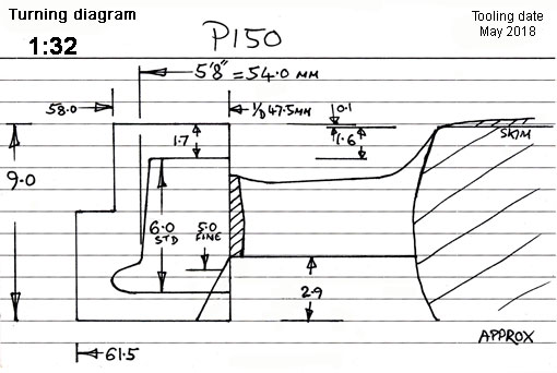 Cross section diagram of casting P150