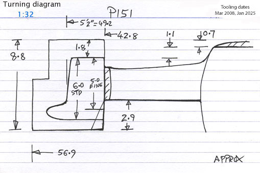 Cross section diagram of casting P151