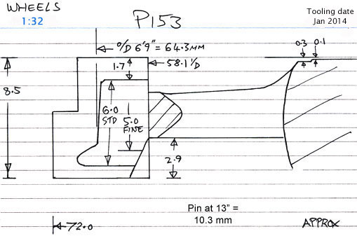 Cross section diagram of casting P153