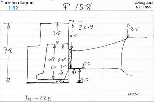 Cross section diagram of casting P158