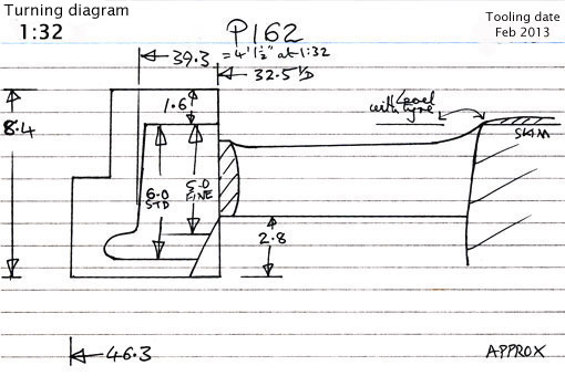 Cross section diagram of casting P162
