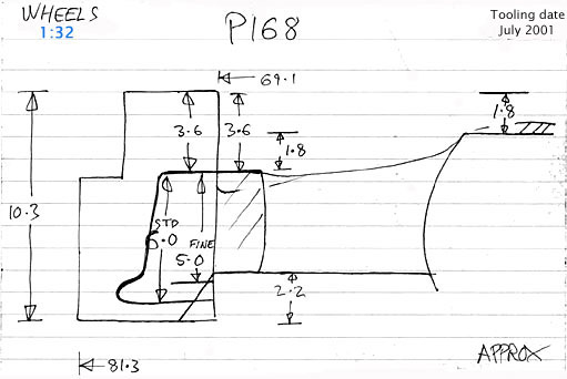 Cross section diagram of casting P168