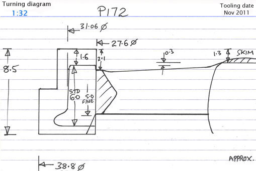 Cross section diagram of casting P172