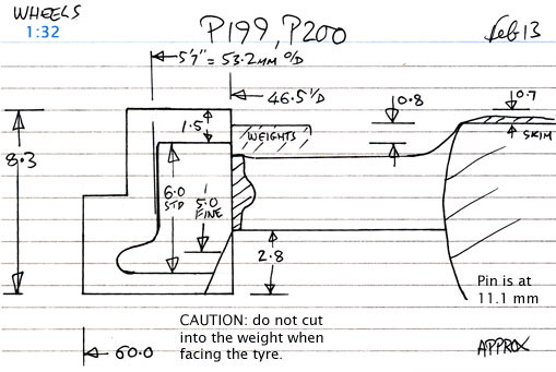 Cross section diagram of castings P199 and P200
