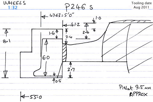 Cross section diagram of casting P246s