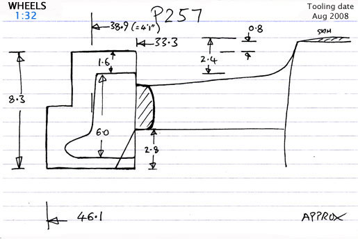 Cross section diagram of casting P257