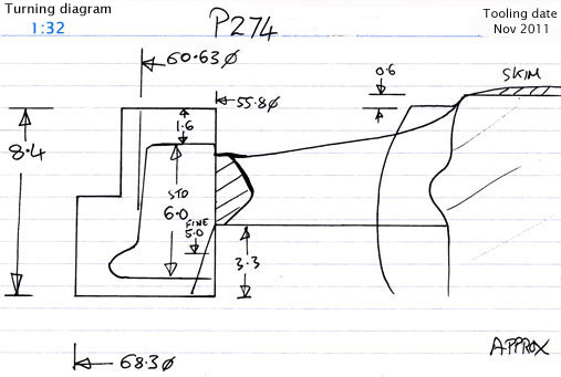 Cross section diagram of casting P274