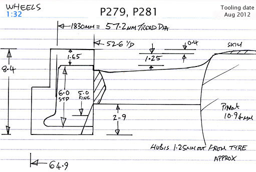 Cross section diagram of castings P279 and 281