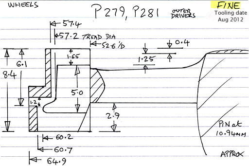 Cross section diagram for casting P279 at G1MRA Fine standard