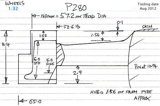Cross section diagram of casting P280