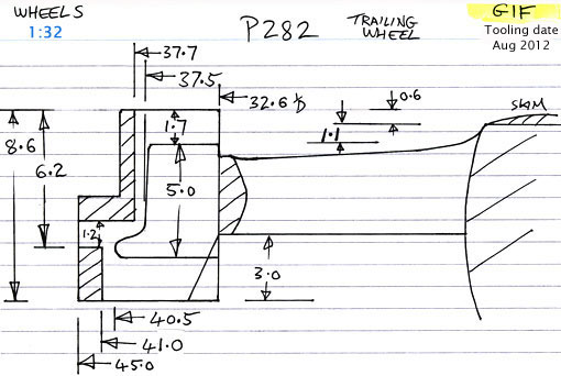 Cross section diagram for casting P282 at G1MRA Fine standard