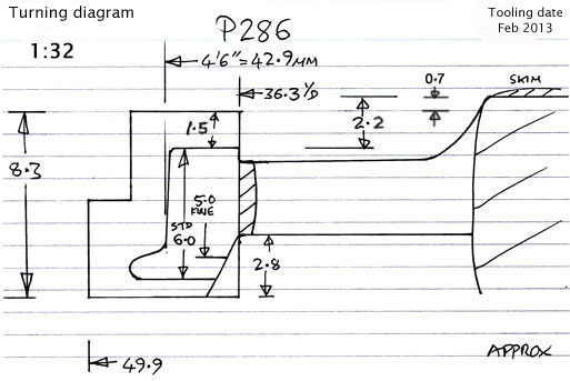 Cross section diagram of casting P286