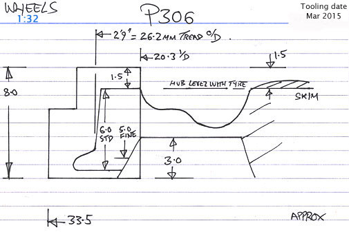 Cross section diagram of casting P306