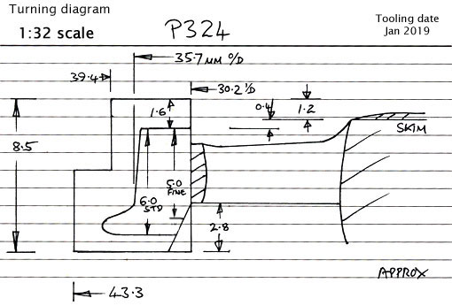 Cross section diagram of casting P324