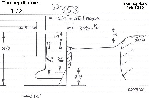 Cross section diagram of casting P353