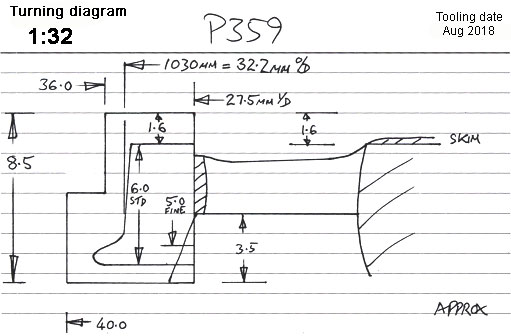 Cross section diagram of casting P359