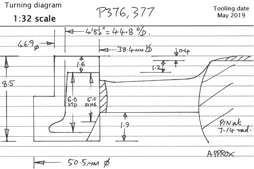 Cross section diagram for casting P376