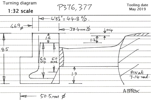 Cross section diagram for casting P376