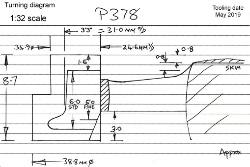 Cross section diagram for casting P378