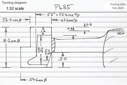 Cross section diagram of casting P485
